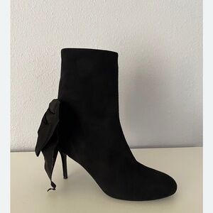 Eugenia Kim Black Heeled Boots with Bow Accent